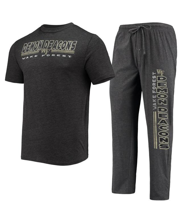 Mens Concepts Sport Heathered Charcoal/Black Wake Forest Demon Deacons Meter T-Shirt & Pants Sleep Set Product Image