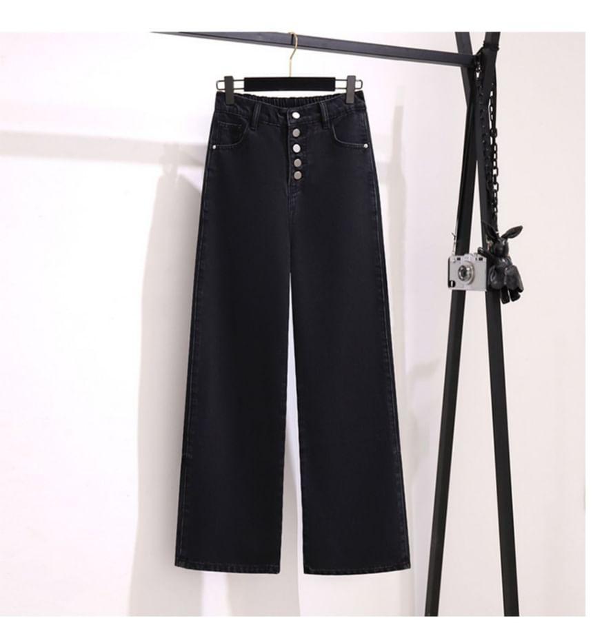 Plus Size High Rise Wide Leg Jeans Product Image