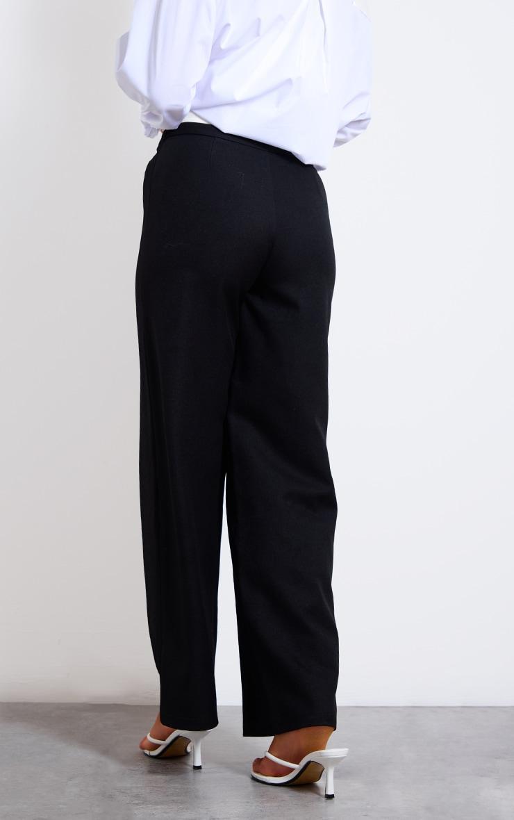 Black Contrast Double Waistband Detail Tailored Trousers Product Image