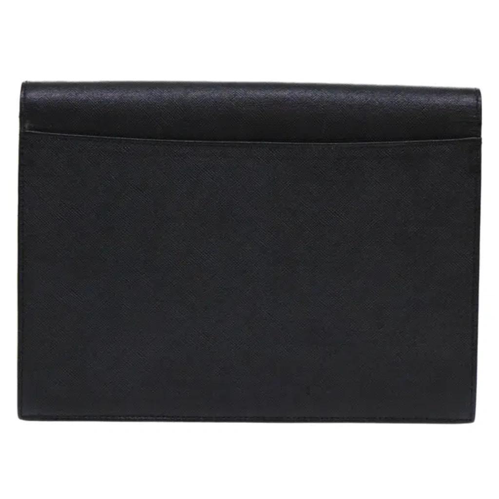 Yves  Black Leather Clutch Bag () Product Image