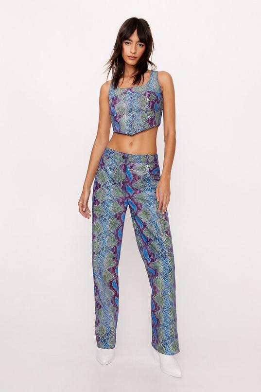 Real Leather Snake Foil Pants Product Image