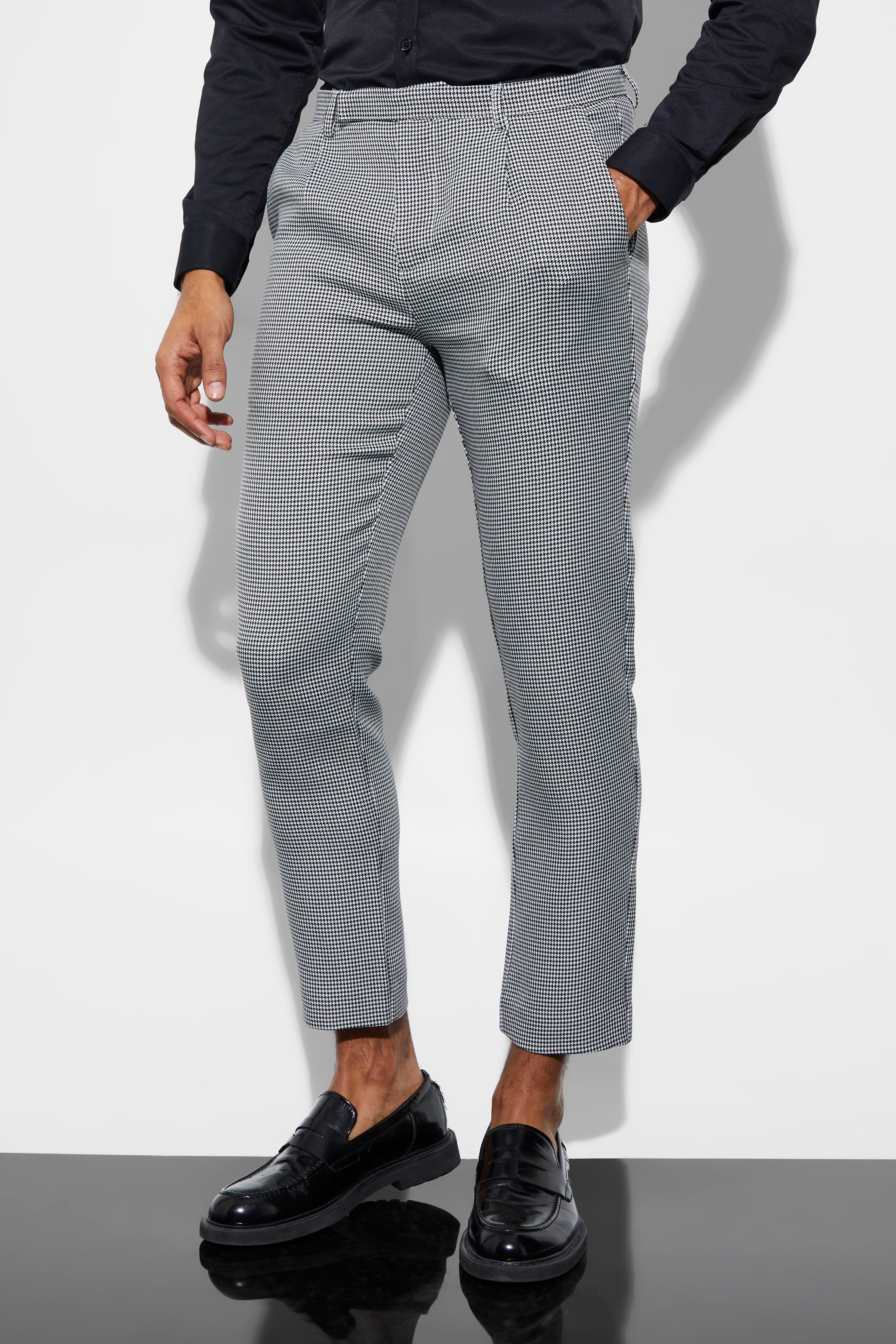 Skinny Crop Dogstooth Suit Pants | boohooMAN USA Product Image