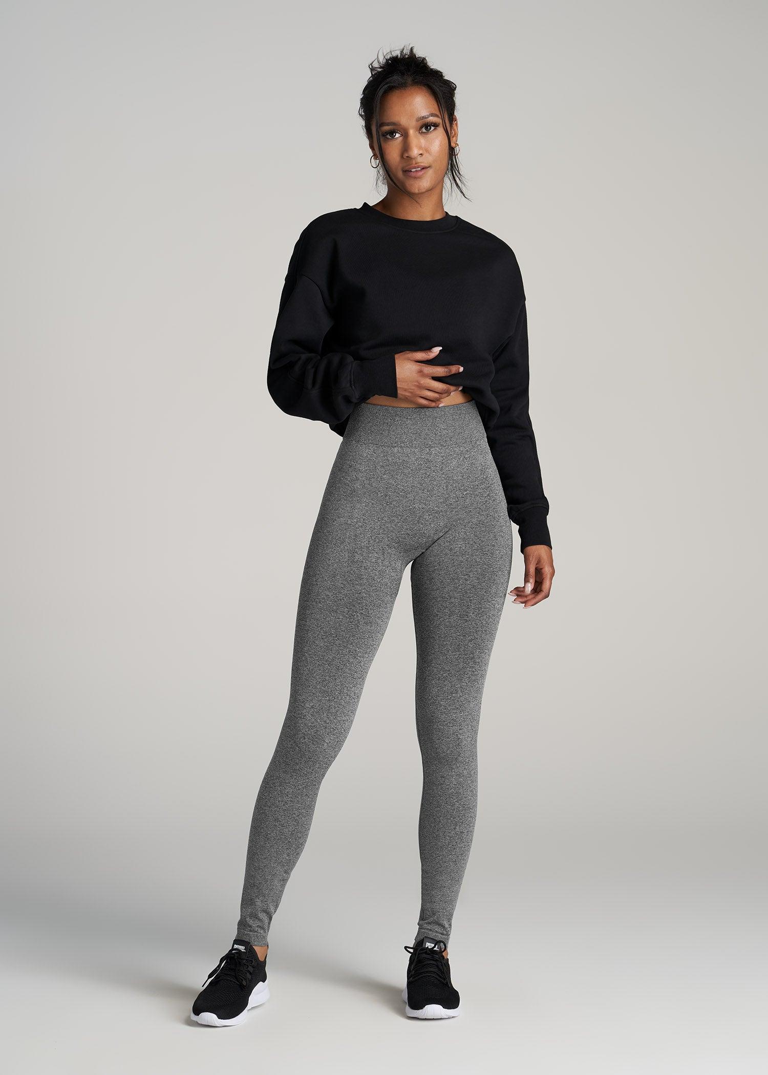 Seamless Leggings for Tall Women in Black & Grey Heather Product Image