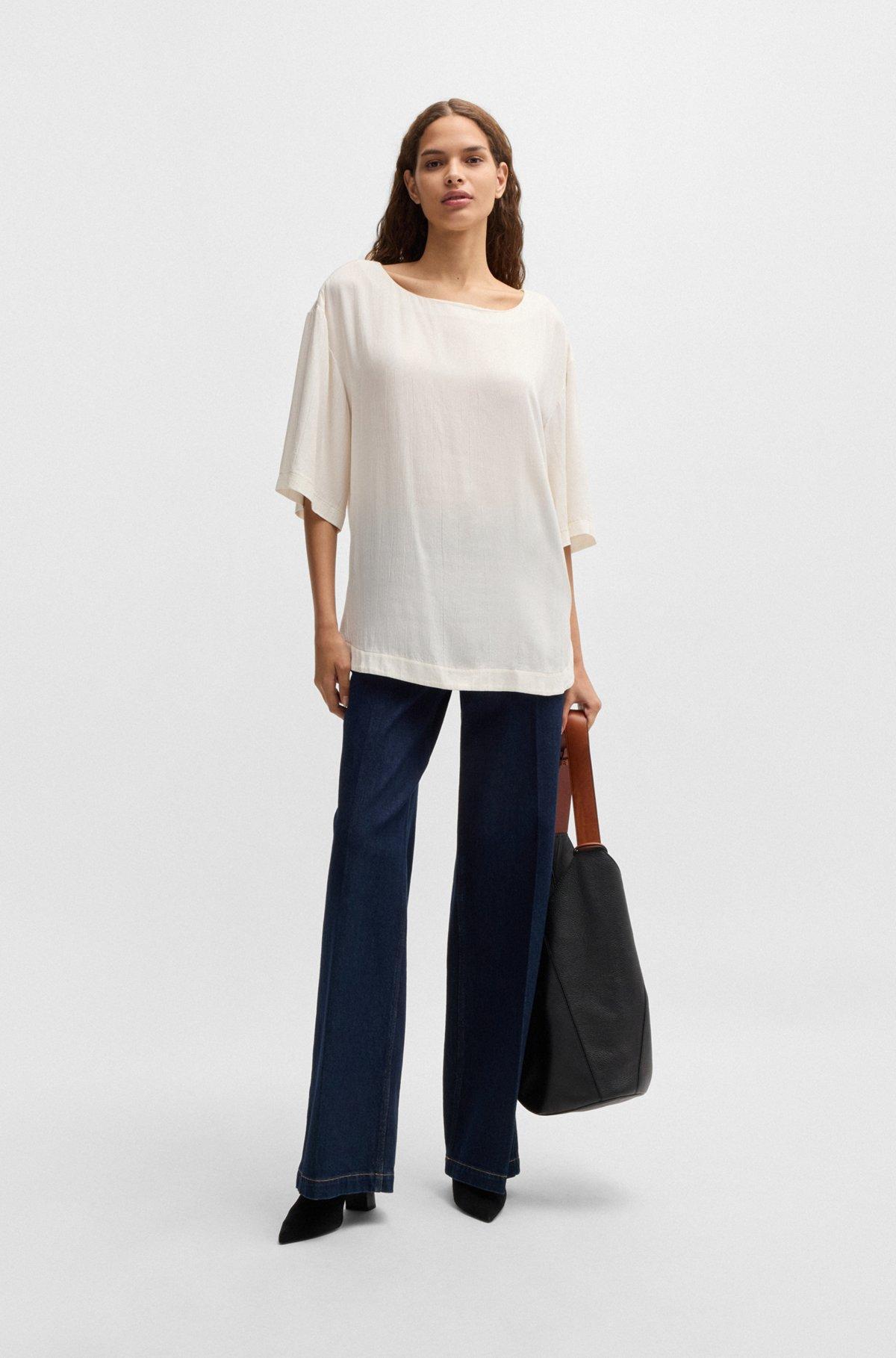 Relaxed-fit blouse with contrast stitching Product Image