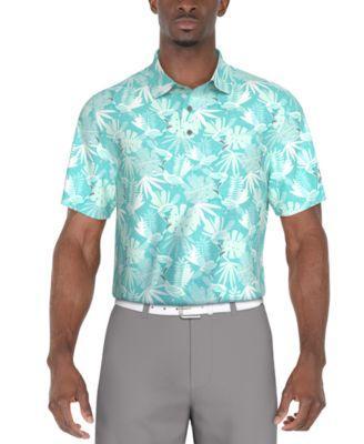 Pga Tour Mens Big & Tall Classic-Fit Stretch Performance Stencil Tropical-Print Golf Polo Shirt Product Image