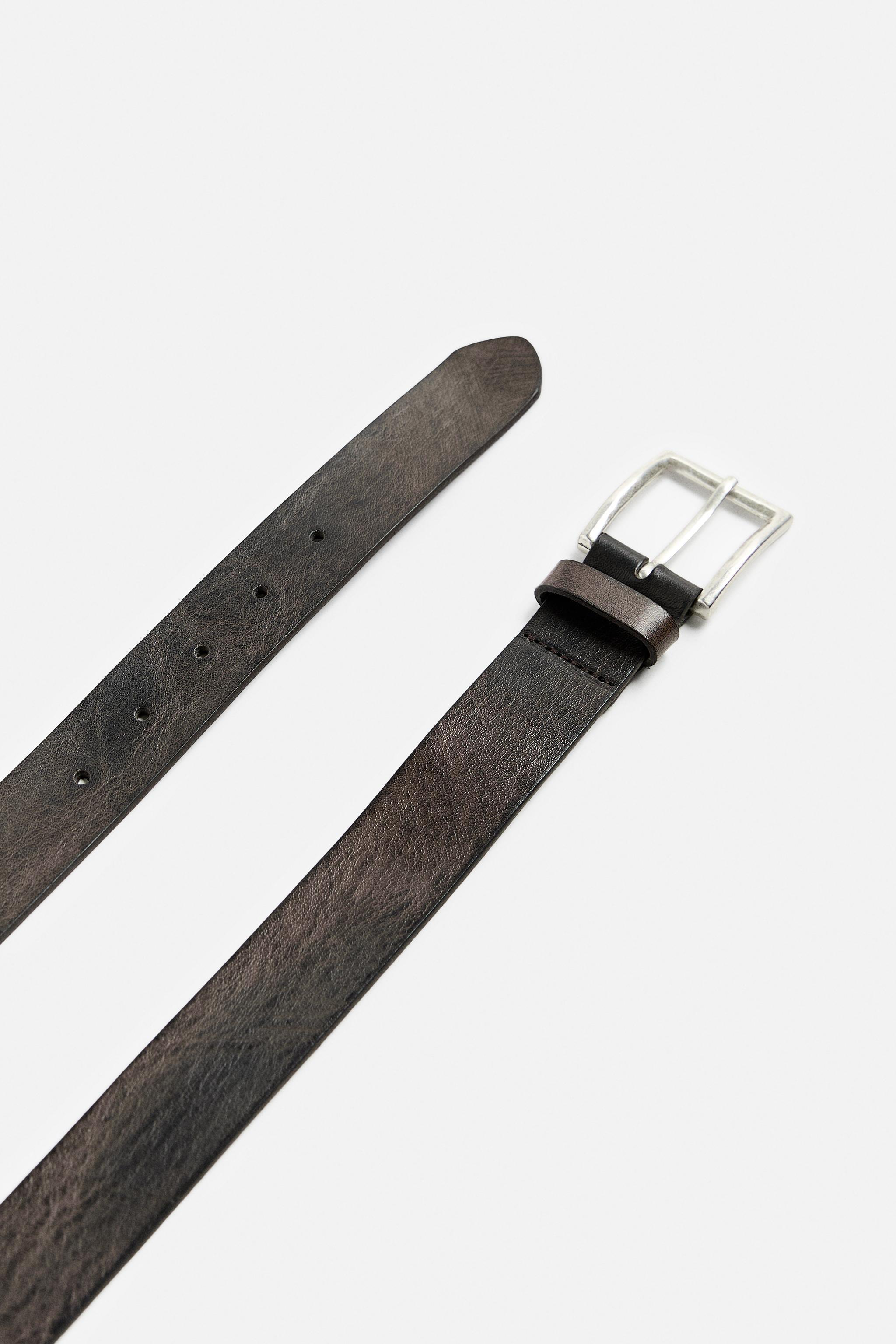 VINTAGE EFFECT LEATHER BELT Product Image