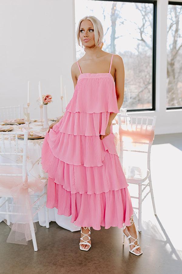 Dreamy Mood Pleated Midi In Pink Product Image