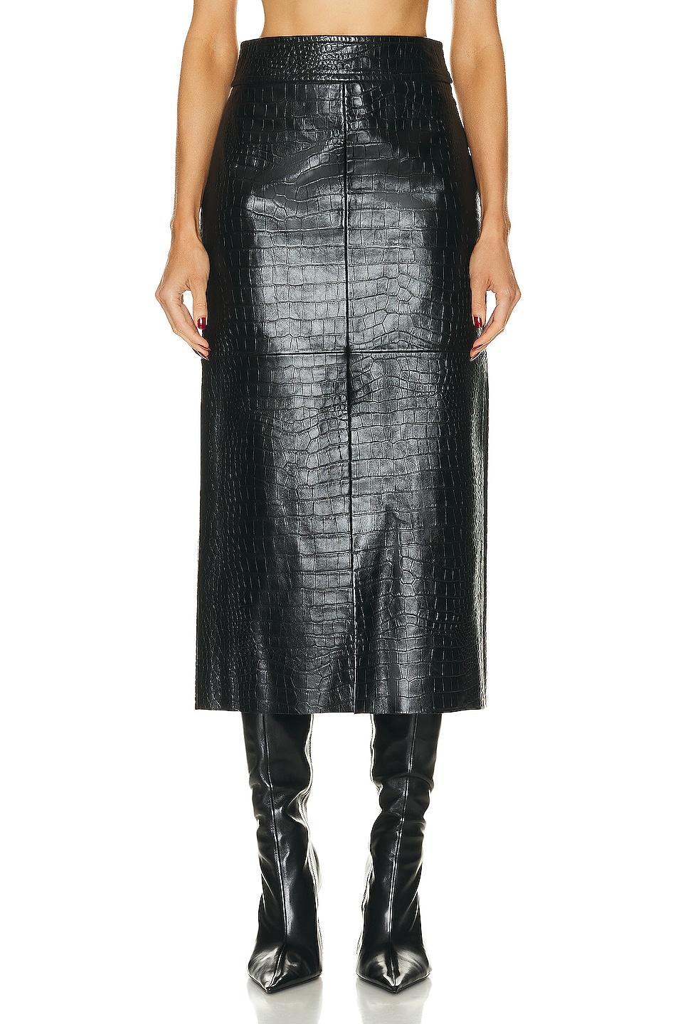 Helmut Lang Leather Midi Skirt Black. (also in ). Product Image