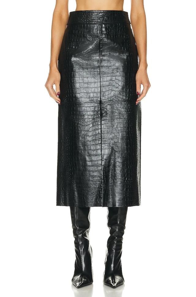 Helmut Lang Leather Midi Skirt Black. (also in ). Product Image