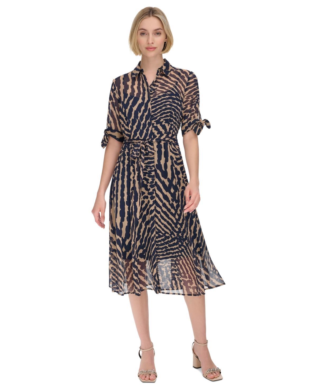 Calvin Klein Womens Printed Collared Midi Shirtdress Product Image