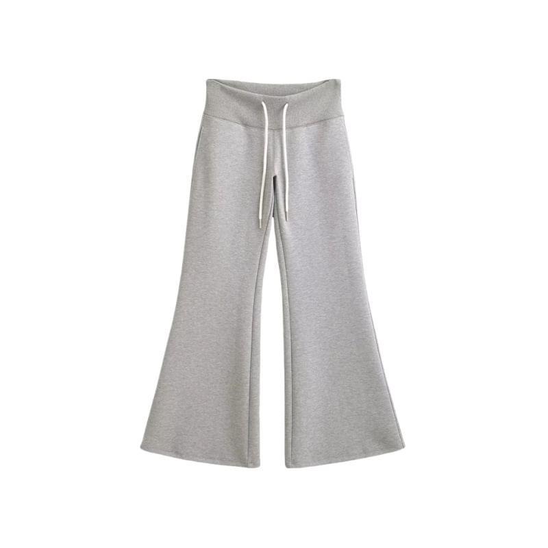 Drawstring Waist Plain Flared Sweatpants Product Image