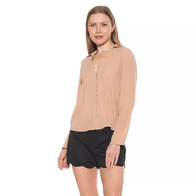 Womens ALEXIA ADMOR Lori Long Sleeve V-Neck Shirt Product Image