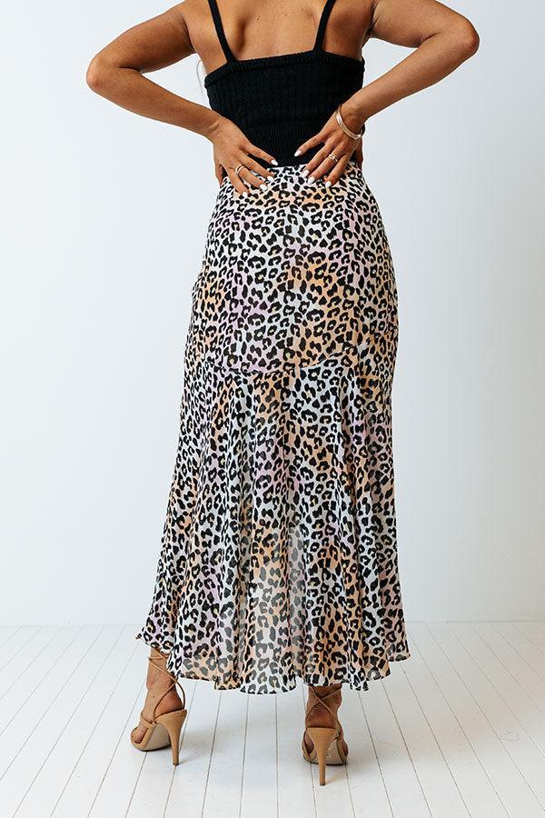 Only Sunshine Leopard Skirt In Peach Product Image