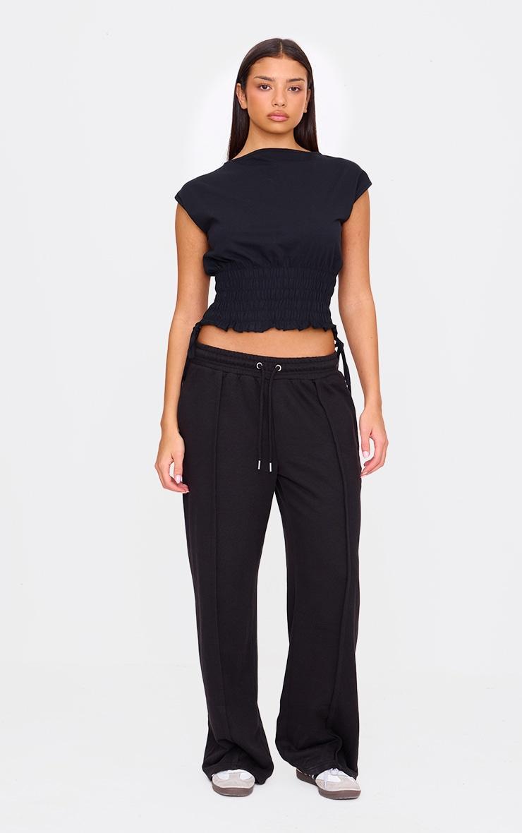 Black Ruched Tie Top Product Image