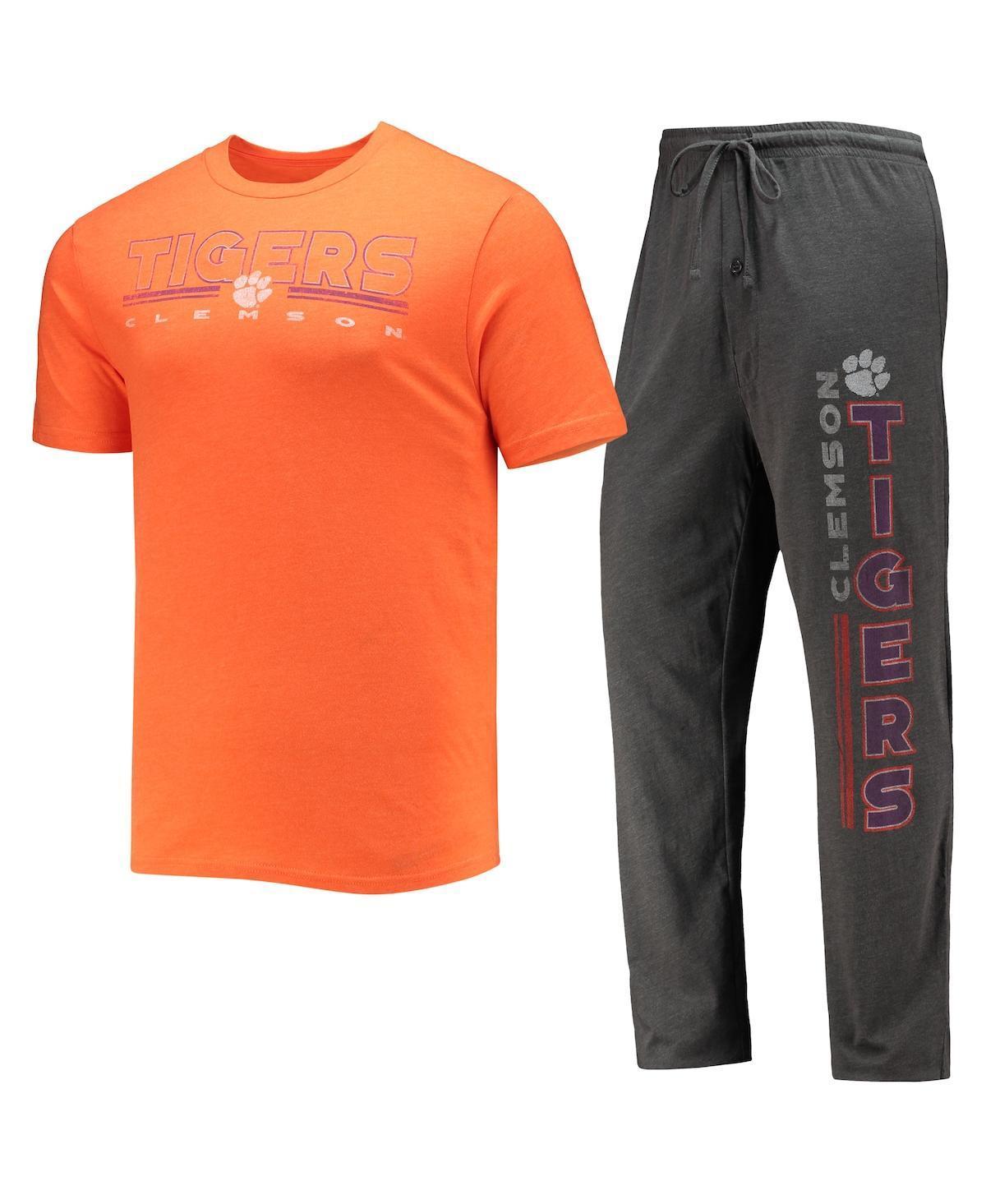 Mens Concepts Sport Heathered Charcoal/Orange Clemson Tigers Meter T-Shirt & Pants Sleep Set Product Image