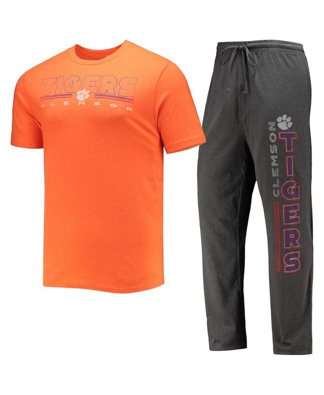 Mens Concepts Sport Heathered /Orange Clemson Tigers Meter T-Shirt & Pants Sleep Set Grey Product Image