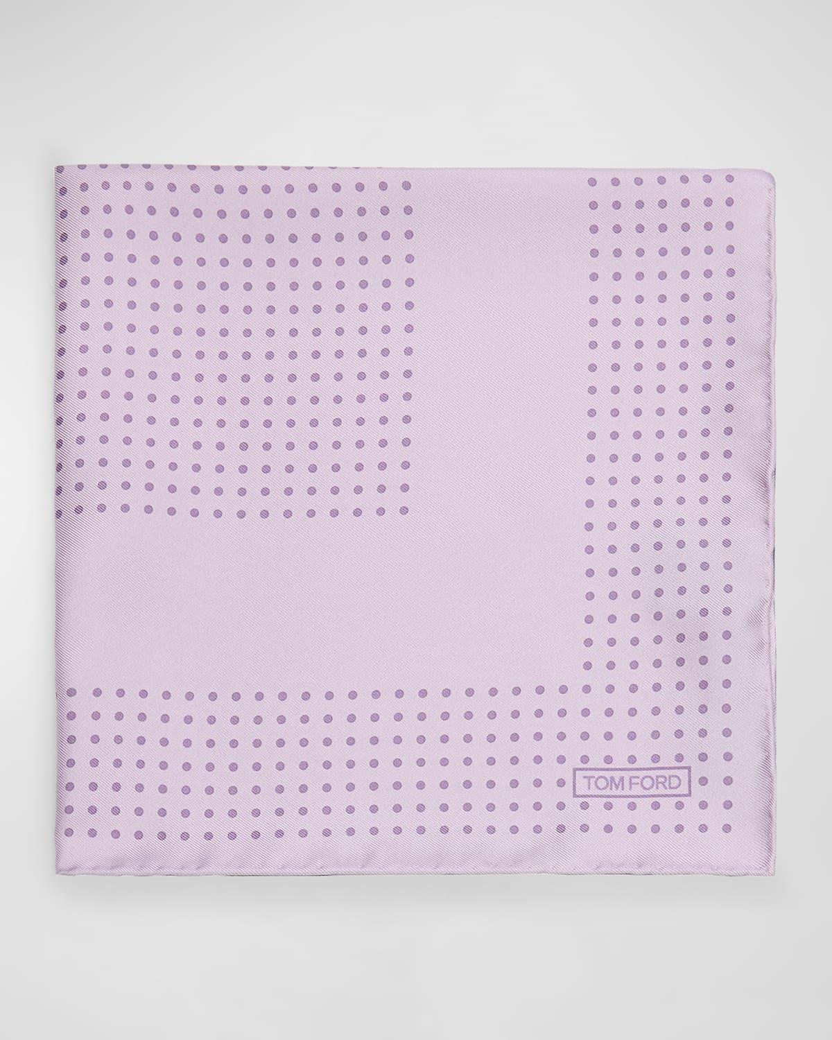 Men's Mulberry Silk Polka Dot-Print Pocket Square Product Image