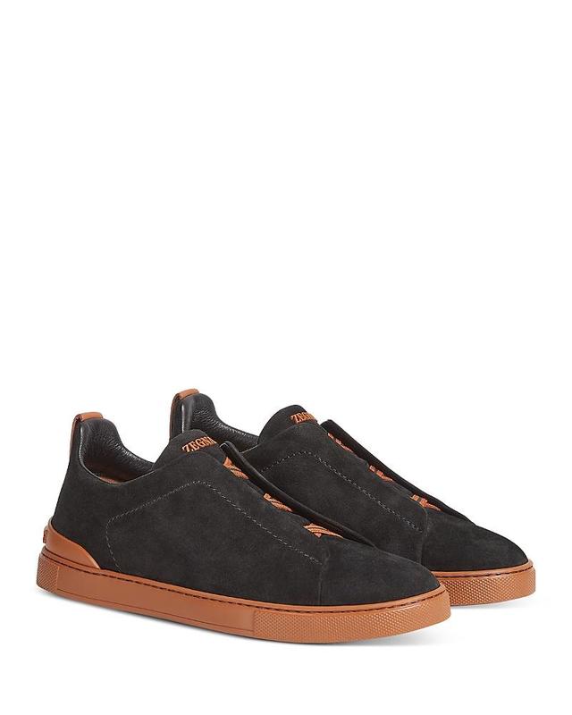 Zegna Mens Suede Triple Stitch Sneakers Product Image