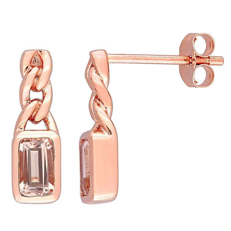 Stella Grace 10k Rose Gold Morganite Link Drop Earrings, Womens, Pink Product Image