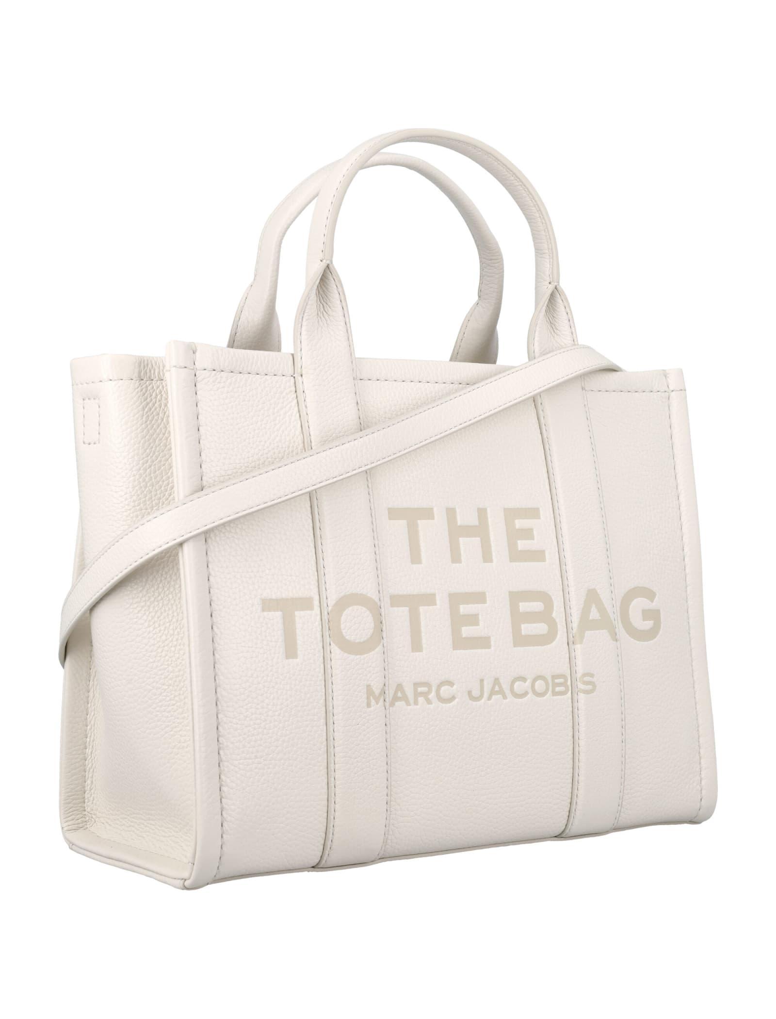 Women's The Leather Medium Tote Bag In Cotton Silver Product Image