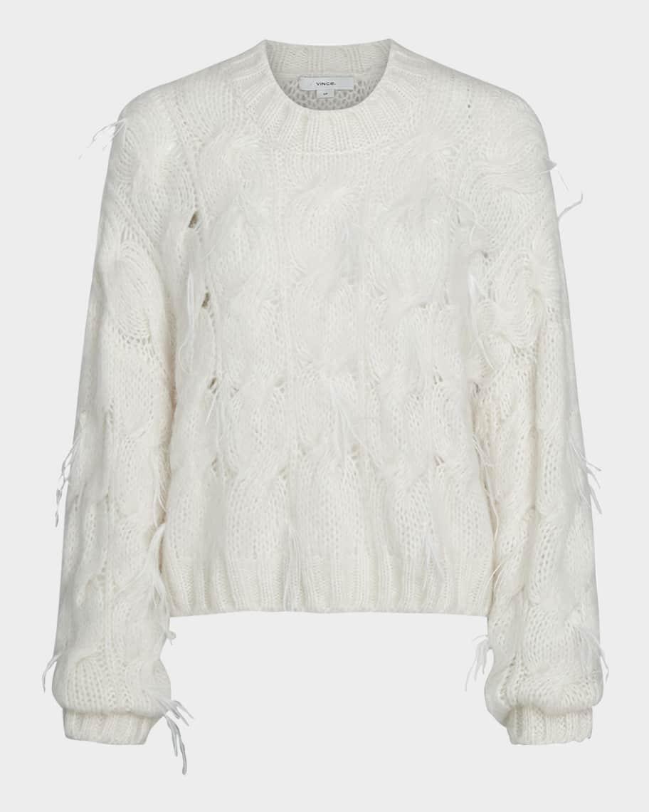 Feather Embellished Cable-Knit Sweater product image