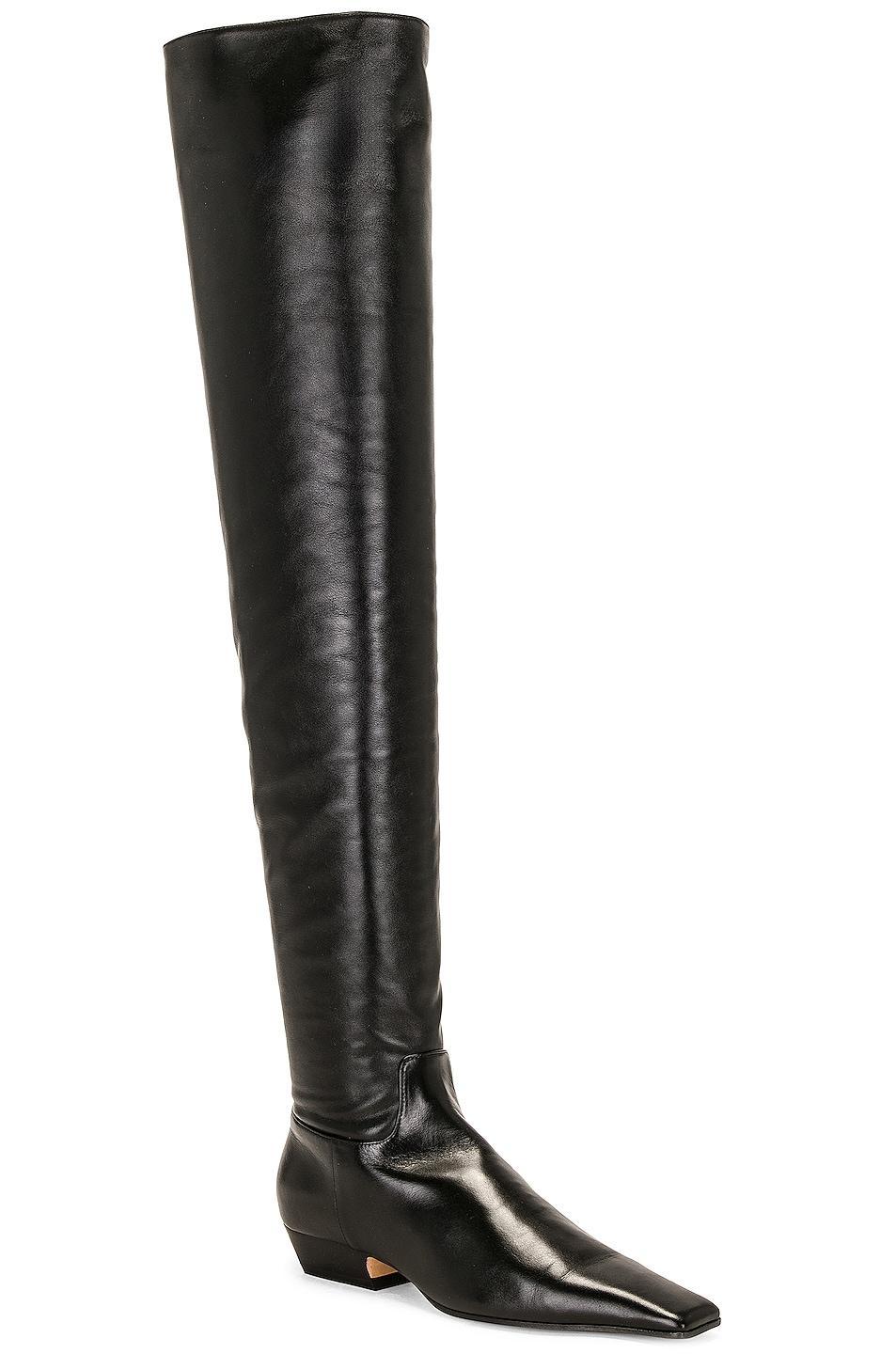 KHAITE Marfa Classic Flat Over The Knee Boot in Off White - White. Size 39 (also in 36, 36.5, 37.5, 38.5). Product Image