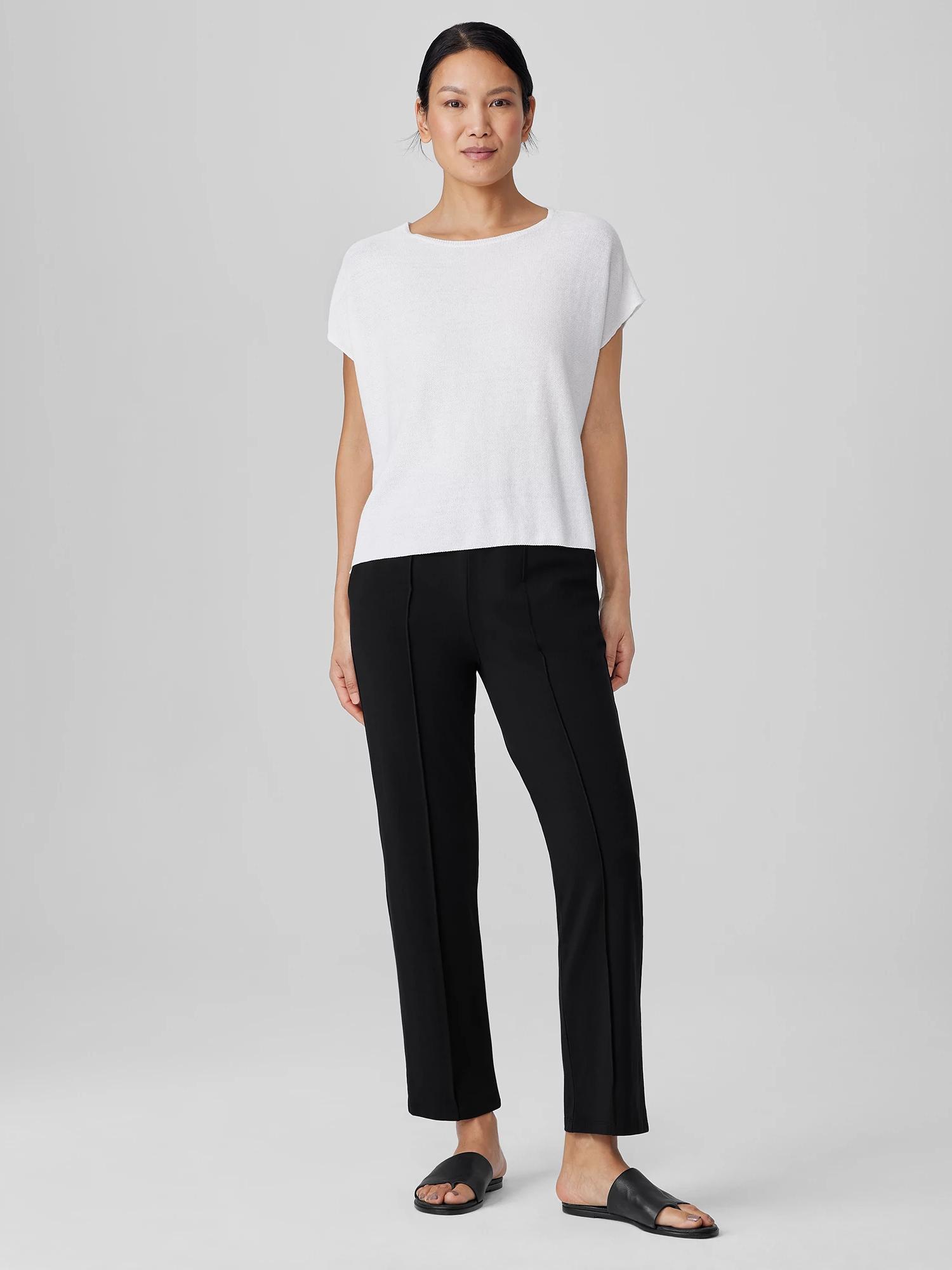 EILEEN FISHER Pima Cotton Stretch Jersey Pintuck Pantfemale Product Image