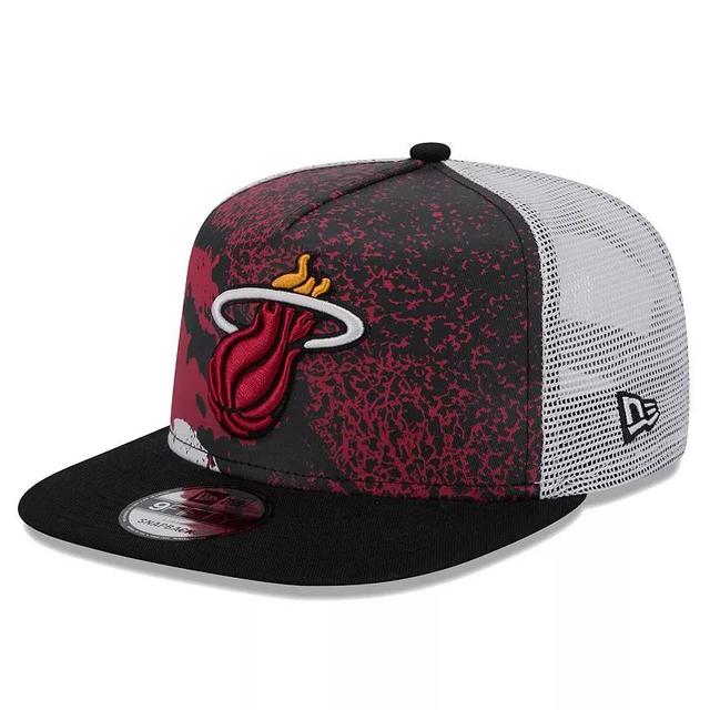 Mens New Era Miami Heat Court Sport Speckle 9FIFTY Snapback Hat Product Image