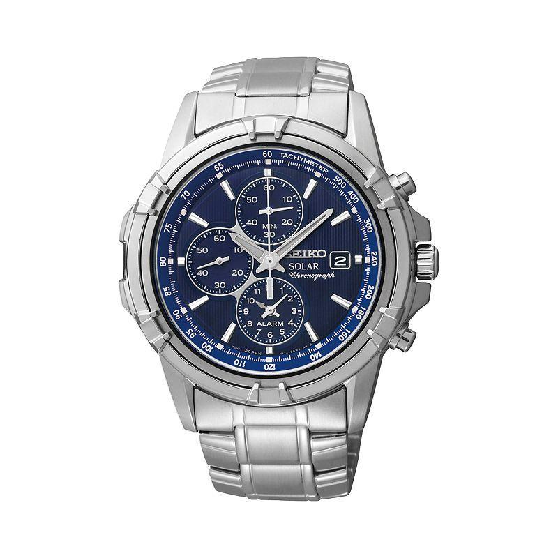 Seiko Mens Stainless Steel Solar Chronograph Watch - SSC141 Silver Product Image