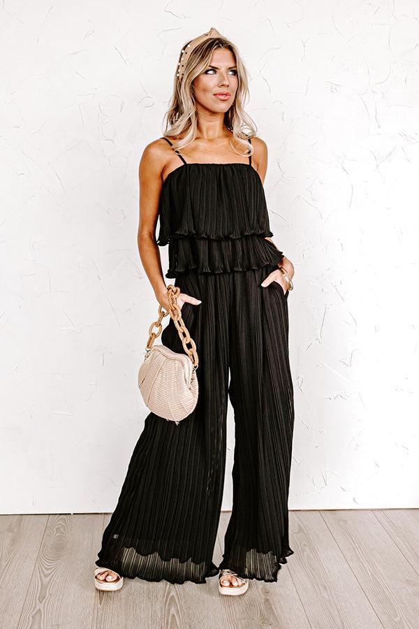 Visiting Italy Pleated Top In Black Product Image