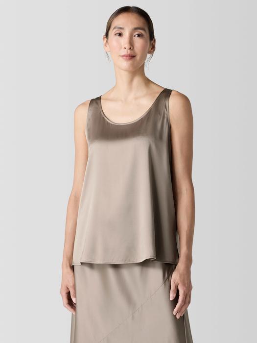 Stretch Silk Charmeuse Scoop Neck Tank Product Image