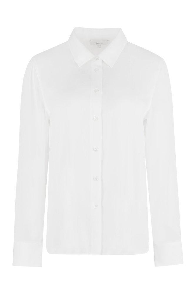 Slim Fitted Buttoned Blouse In White Product Image