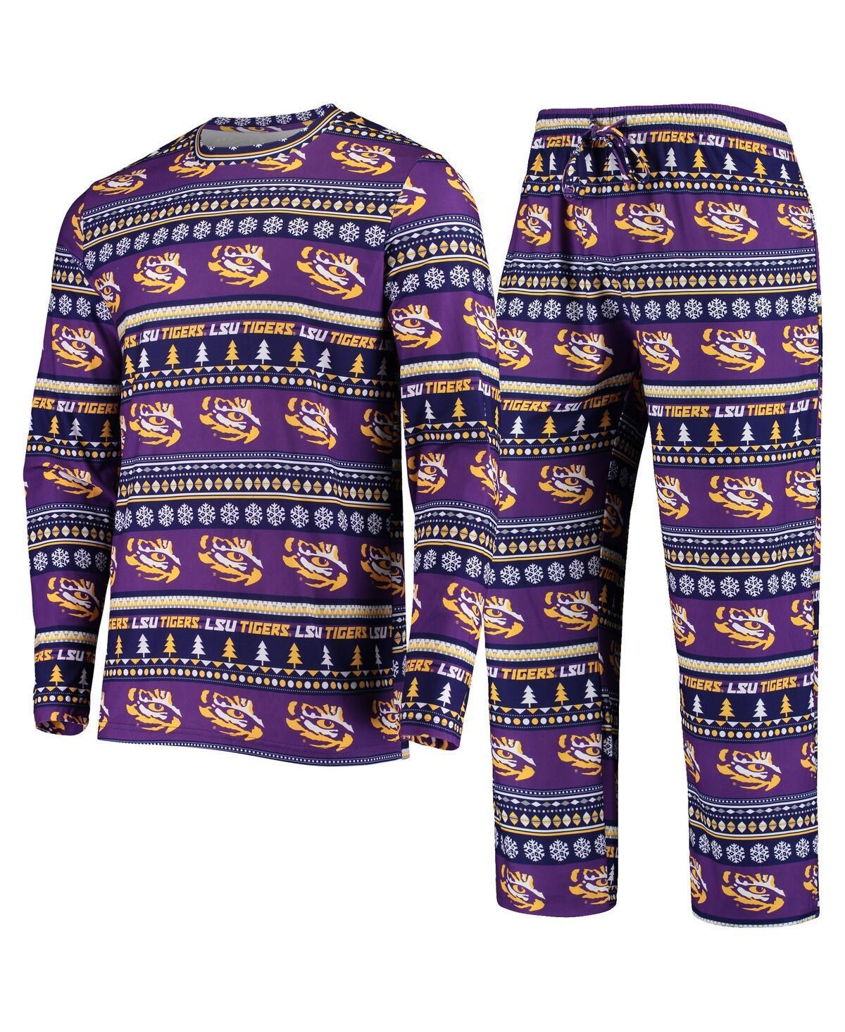 Mens Concepts Sport LSU Tigers Ugly Sweater Knit Long Sleeve Top and Pant Set Product Image