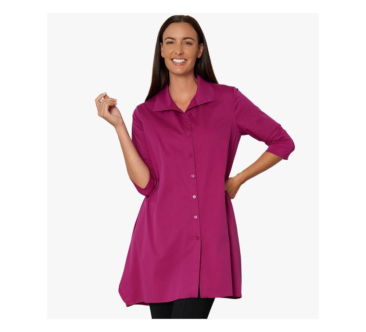 Stella Carakasi Womens 3/4 Sleeve Button-Front Cotton Poplin Shirt Top Tiburon Tunic Icon Product Image