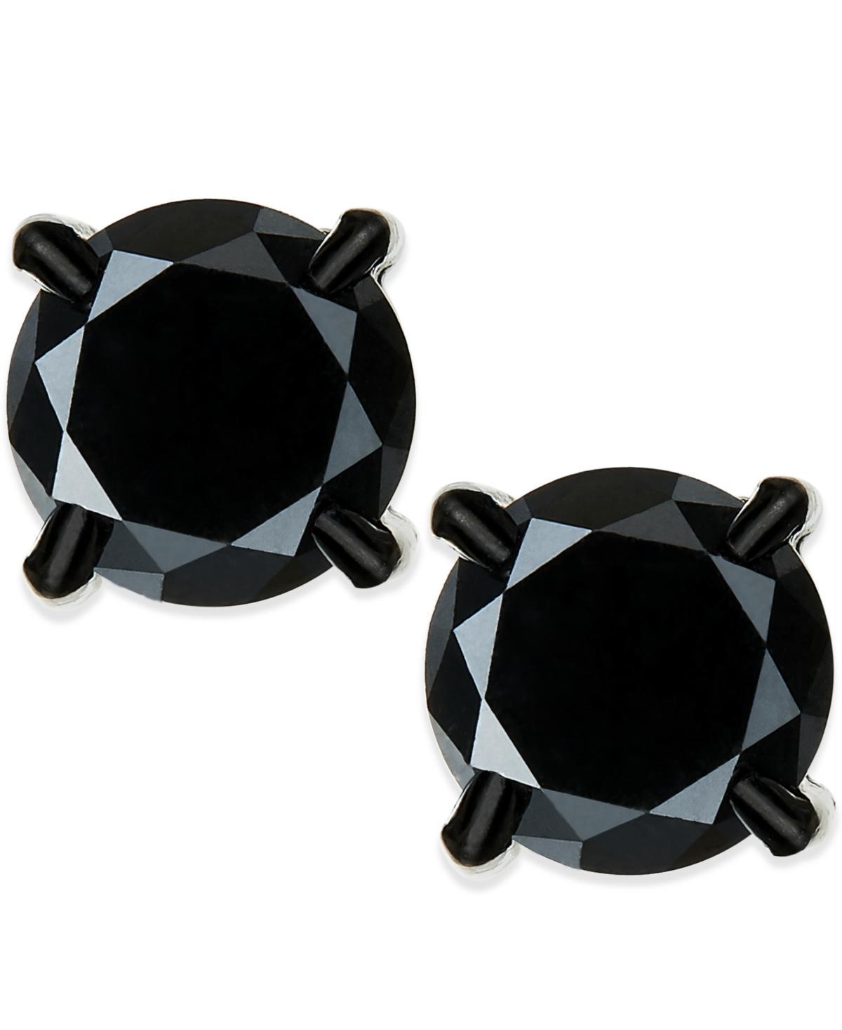 Mens Black Diamond stud Earrings in Stainless Steel (2 ct. t.w.) Product Image