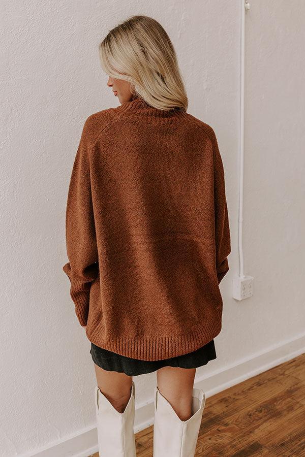 Fireside Cozy Knit Sweater in Chocolate Product Image