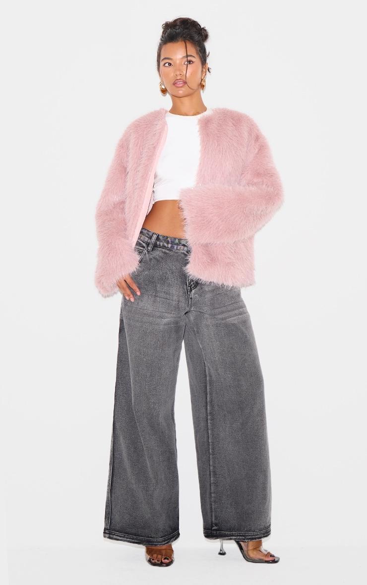 Pink Glitter Faux Fur Coat Product Image