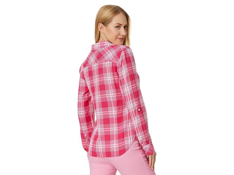 Tommy Hilfiger Patio Plaid Roll Tab (Azalea) Women's Clothing Product Image