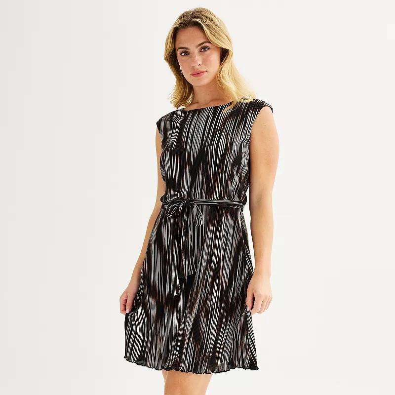 Womens Connected Apparel Pleated Belted Sheath Dress Product Image