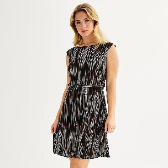 Womens Connected Apparel Pleated Belted Sheath Dress Product Image