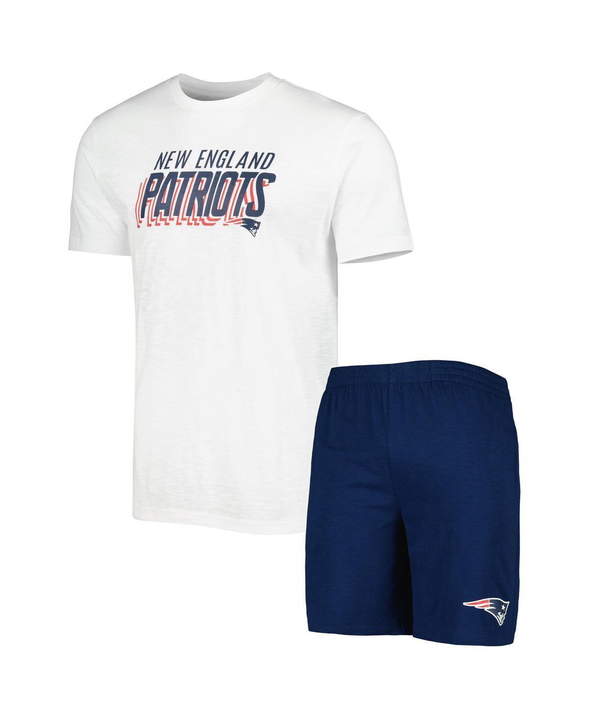 Mens Concepts Sport /White New England Patriots Downfield T-Shirt & Shorts Sleep Set Blue Product Image