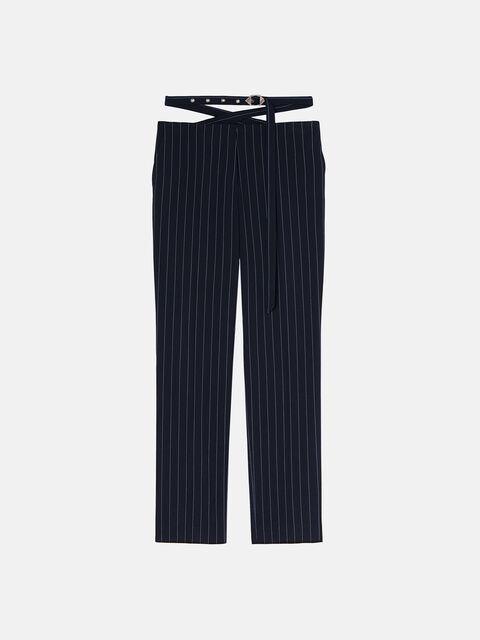 Navy blue and light blue long pants Product Image