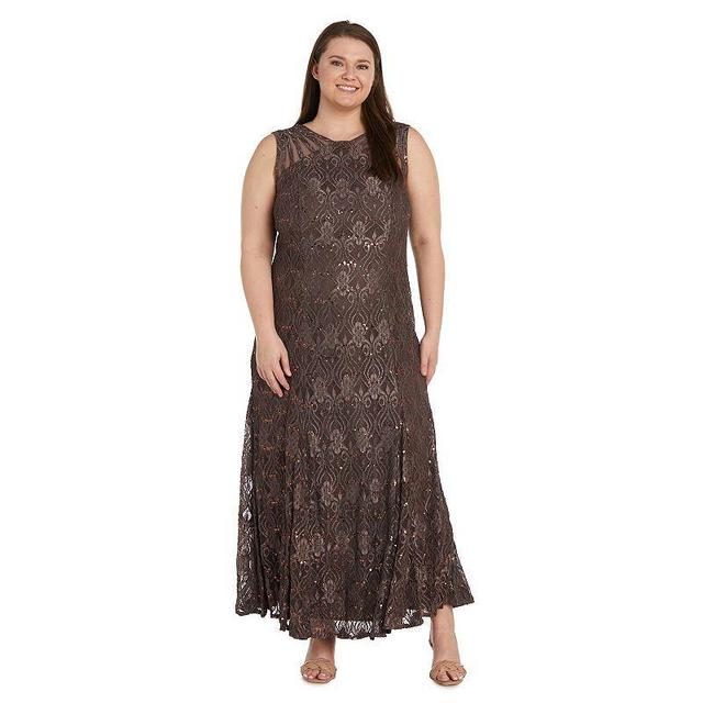 Plus Size R&M Richards Mermaid Detail Lace Dress, Womens Drk Yellow Product Image