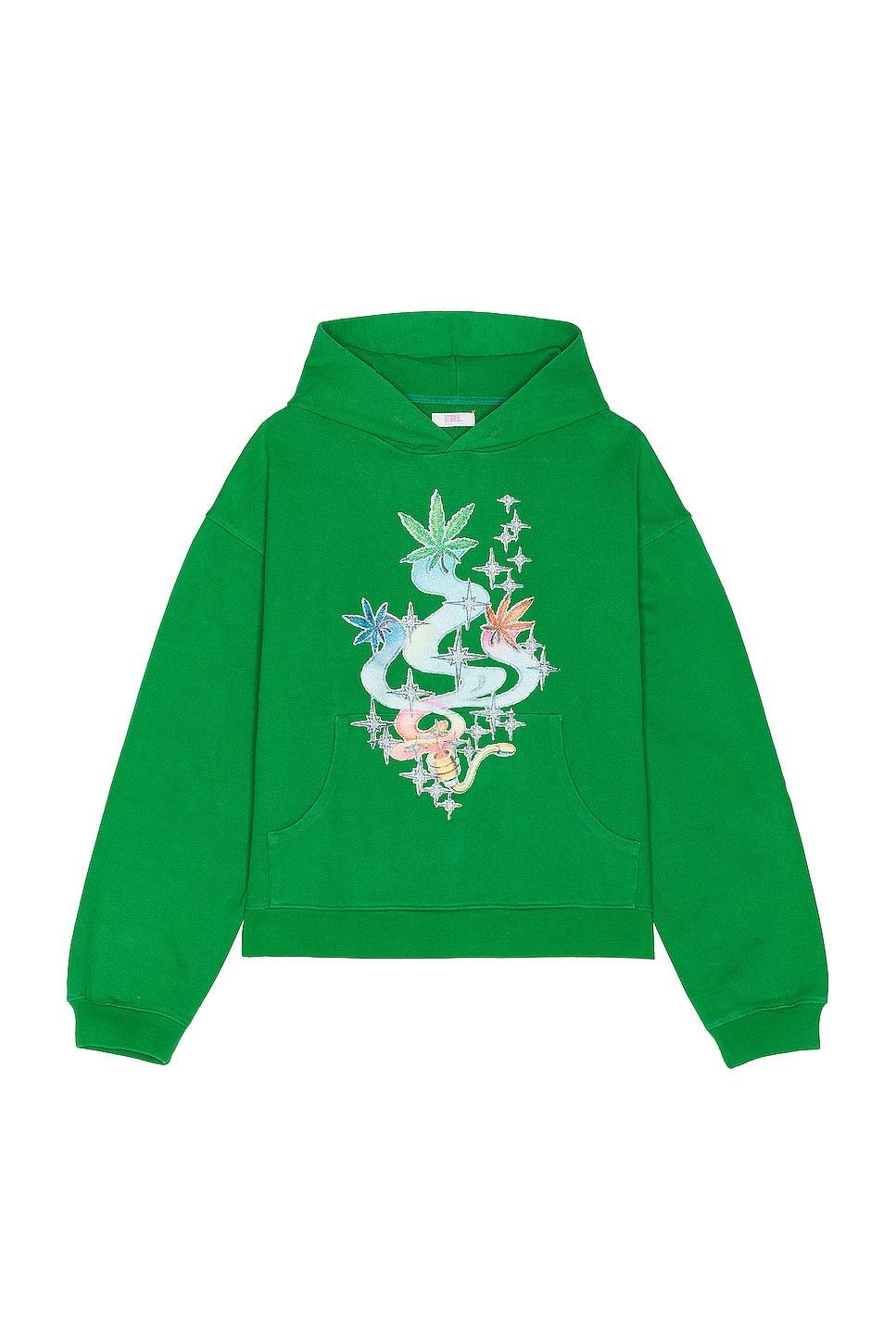 ERL Mens Printed Hoodie Knit in Green Product Image