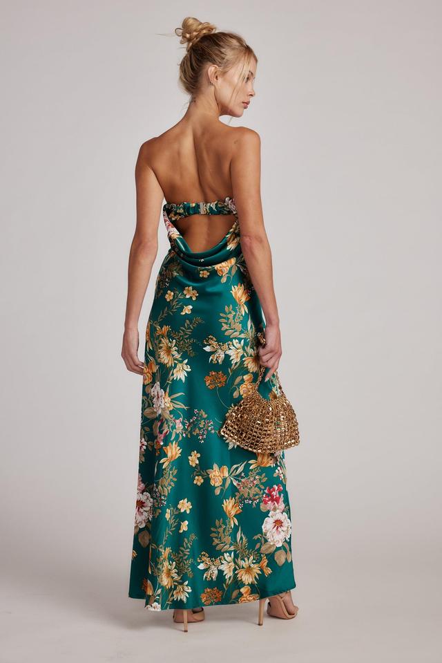 Natalia Emerald Floral Strapless Maxi Dress Product Image