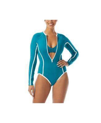 Beach House Sport Womens Sculpt Long Sleeve Zip Front One Piece Swimsuit Product Image