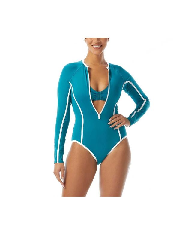 Beach House Sport Womens Sculpt Long Sleeve Zip Front One Piece Swimsuit Product Image