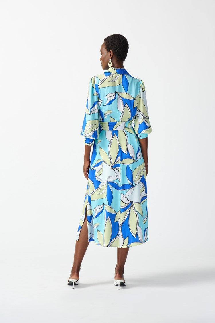 Satin Floral Print Shirt Dress Product Image