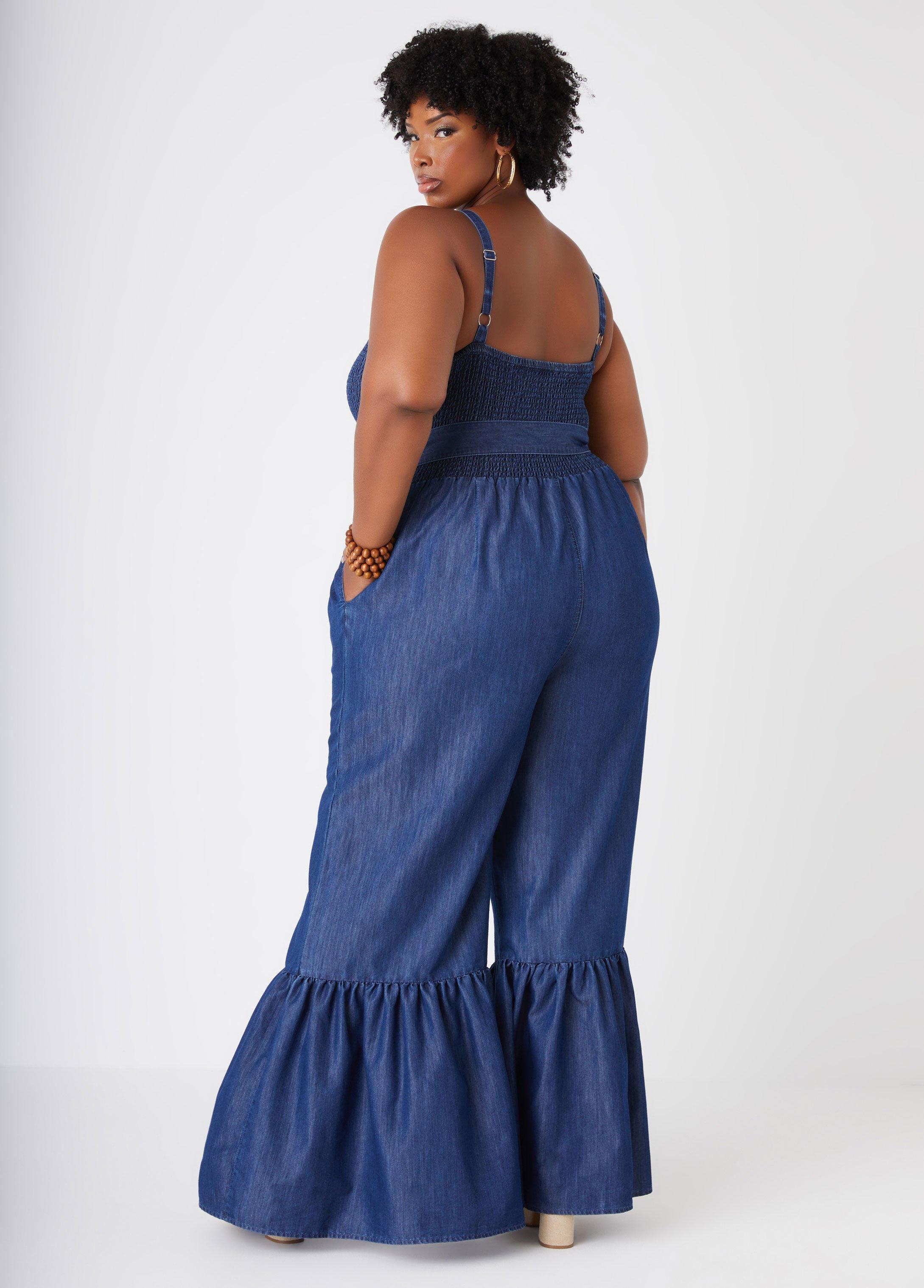 Bell Bottom Chambray Jumpsuit Product Image