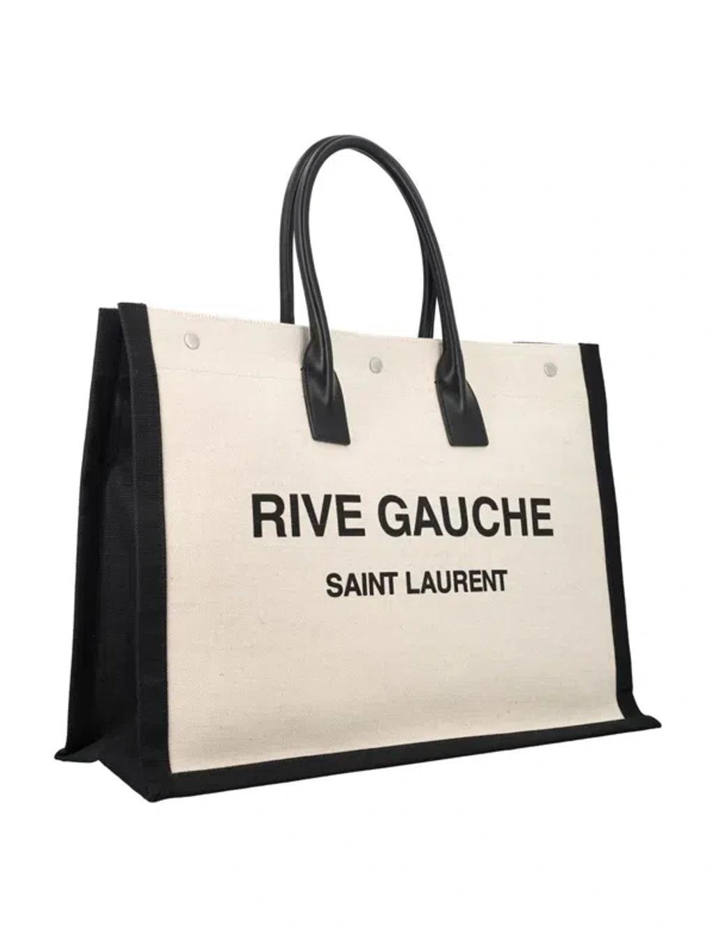 Men's Rive Gauche Print Tote Bag In Greggio,nero,nero Product Image